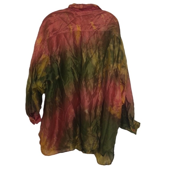 BOOM 1990’s OVERSIZED TIE DYE CRINKLE RAYON SHIRT BLOUSE ONE SIZE - Picture 9 of 9